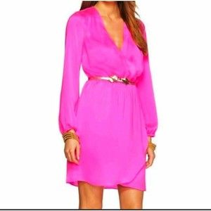 Lilly Pulitzer Pop Pink Whitaker Neon Mini Wrap Dress midi XS Barbiecore